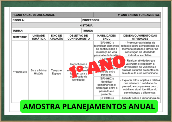 PLANEJAMENTO ANUAL 1º ANO PRONTO WORD E PDF