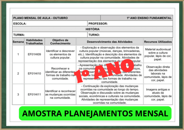 PLANEJAMENTO MENSAL E ANUAL 1º ANO BNCC 2024 EDITÁVEL NO WORD