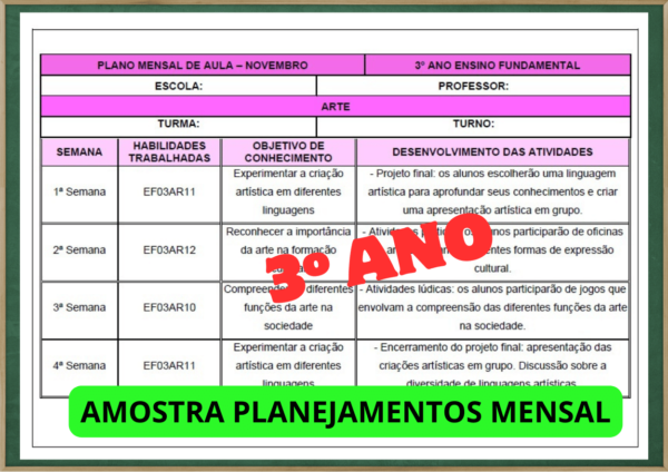 PLANEJAMENTO MENSAL E ANUAL 3º ANO BNCC 2024