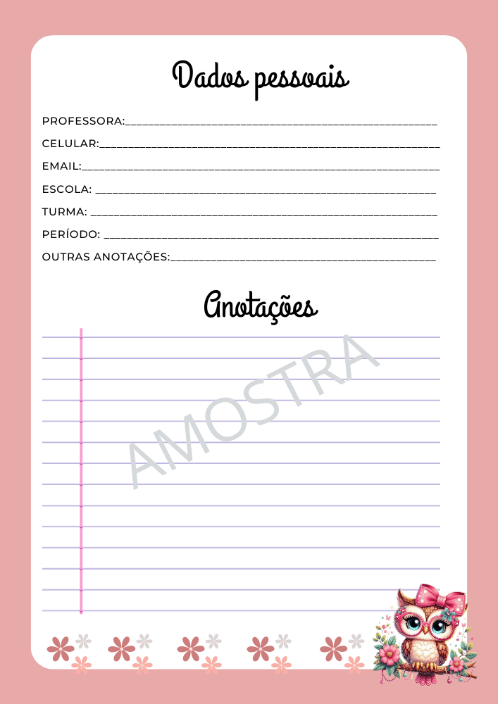 Planner-personalizado-professora-2026-corujinha-folhas