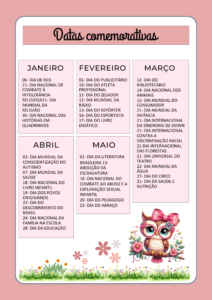 Datas comemorativas 2025 educação infantil pdf